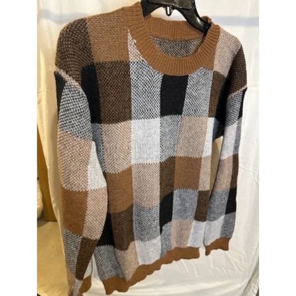 Shein Plaid Patchwork Sweater – Size L